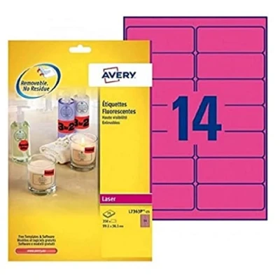 Afbeelding van Etiket Avery L7363P 25 99.1x38.1mm neon roze 340stuks