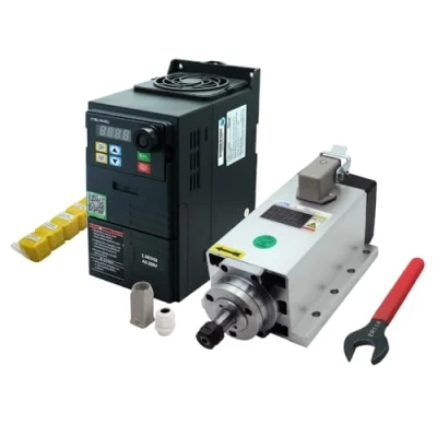 Afbeelding van CNC spindelmotor 1,5 kW, 1500 W, 220 V, 400 Hz, 24000 tpm, luchtgekoelde spindel met kW HS320 VFD+7 ER11 stuks klemmen (1 7 mm) + ER11A sleutel