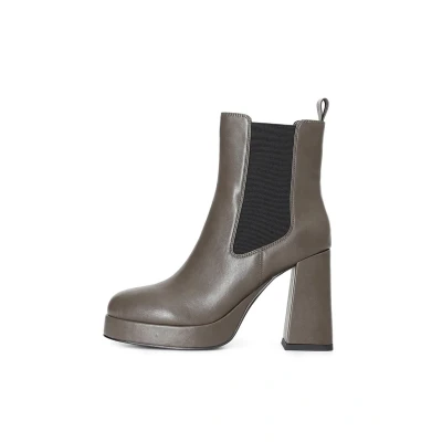 Afbeelding van CAFèNOIR Enkellaarsjes met plateauzool, Dames, Maat: 40, Taupe Kunststof/ textiel