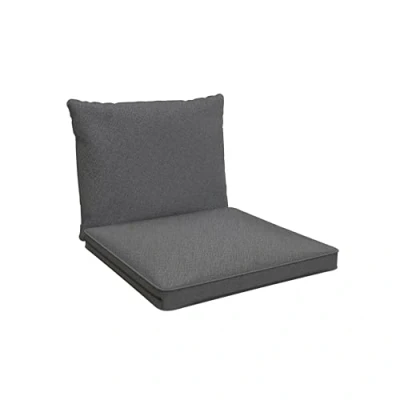 Afbeelding van POKAR Set van 2 tuinstoelkussens in rotan voor bank of pallet, zitkussen 60 x 5 cm + rugkussen 40 15 cm, grijs