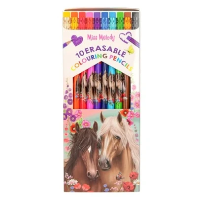 Afbeelding van Depesche Miss Melody 13369 10 kleurpotloden in etui, met gum op elke pen, om te kleuren school en vrije tijd