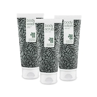 Afbeelding van Australian Bodycare Kit voor Keratosis Pilaris en droge huid 3 producten: Bodywash, scrub &amp; lotionset een zachte, stralende Exfoliërende, hydraterende verzachtende formule met tea tree olie natuurlijke ingrediënten