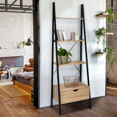 Afbeelding van Etagère échelle 4 niveaux avec tiroir DETROIT design industriel