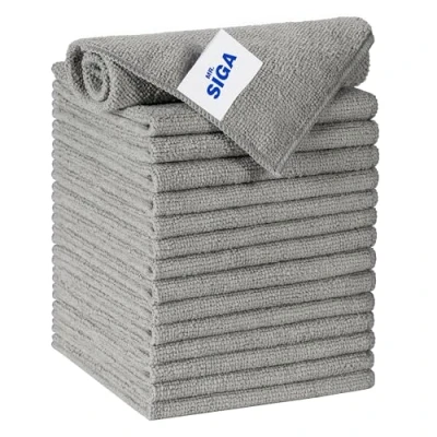 Afbeelding van MR.SIGA 15 stuks huishoudelijke microvezeldoeken, microvezeldoek, multifunctionele doek, keukendoek, afmetingen 30 x cm, grijs
