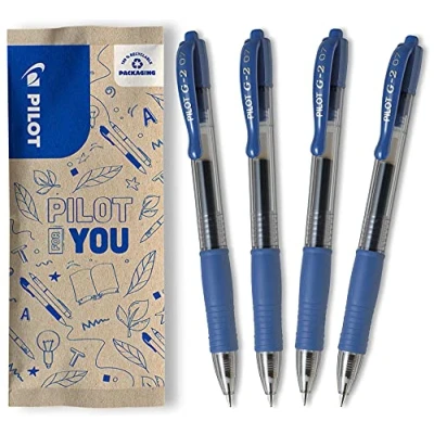 Afbeelding van Pilot G2 Gel roller, intrekbaar, navulbaar, van gerecycled kunststof, blauw, medium punt, 4 stuks