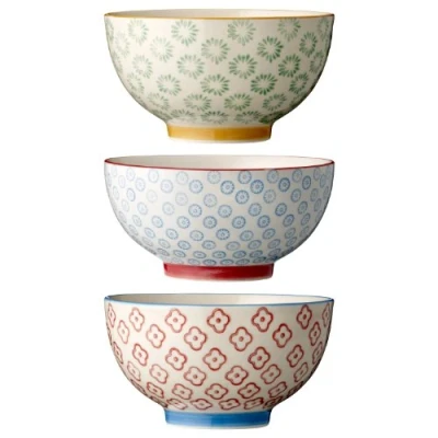 Afbeelding van Bloomingville Emma ontbijtkommen mueslikom, kleur Ø 13,5 cm, groen, blauw, rood, keramiek, 3 stuks, inhoud 420 ml