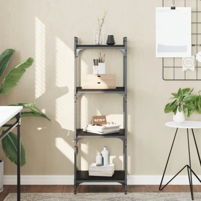 Afbeelding van Boekenkast 4 laags 40x30x120 cm bewerkt hout zwart