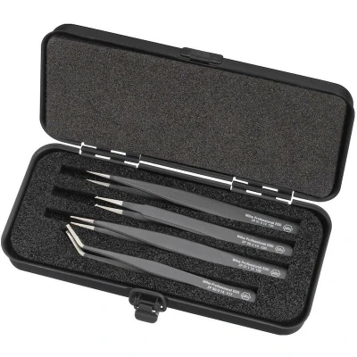 Afbeelding van Wiha 32349 Pincetset 4 delig Spits, Plat breed, Afgerond