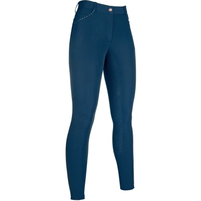 Image de HKM Pantalon d&#039;Équitation Rosegold Glamour Full Grip Bleu foncé/RoseOr EU 38