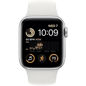 Afbeelding van Apple Watch SE 2022 40mm Zilver (Witte Siliconenband)