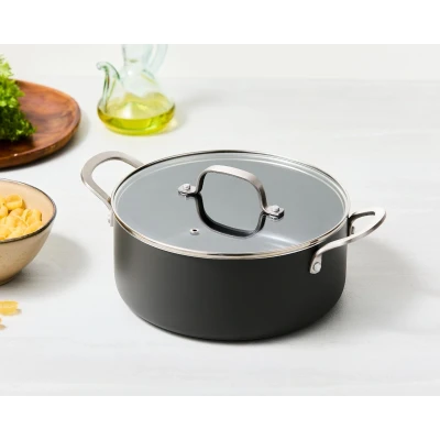 Afbeelding van ISENVI Murray keramische kookpan 24 CM RVS greep Antraciet Keramisch 100% PFAS, PTFE en PFOA vrij duurzaam Unieke Antiaanbaklaag Non stick bodem Vaatwasbestendig Geschikt voor alle warmtebronnen inclusief inductie