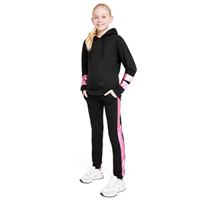 Afbeelding van CityComfort Tweedelig trainingspak voor meisjes, met hoodie en joggingbroek, sportkleding kinderen, Heet Roze.