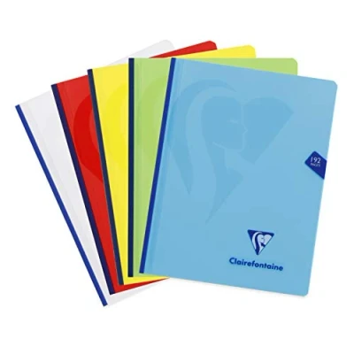 Afbeelding van Clairefontaine 309741C Notitieboekje brochure genaaid Mimesys garen 17 x 22 cm 192 pagina&#039;s grote ruiten wit papier 90 g omslag van polypropyleen willekeurige kleur