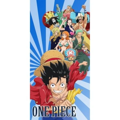 Afbeelding van Halantex One Piece Ciurma Luffy Roronoa Usopp Nami strandlaken 100% katoen afmetingen 70 x 140 cm meerkleurig OP 2642T