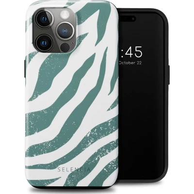 Afbeelding van Selencia Hoesje Geschikt voor iPhone 15 Pro Max Vivid Backcover Colorful Zebra Pine Blue