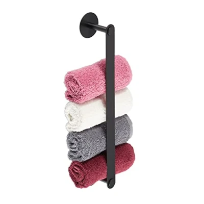 Afbeelding van Relaxdays handdoekhouder zonder boren handdoekrek rvs zelfklevend zwart badkamer