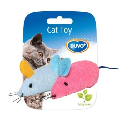 Afbeelding van Duvoplus Speelgoed Voor Dieren Kat Assortiment Muisjes 2st 6x5x3cm Blauw/roze