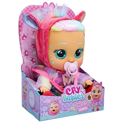 Afbeelding van CRY BABIES Dressy Fantasy Hannah, interactieve pop die huilt van echte tranen met haar om te stylen, kleding dragen en accessoires, speelgoed cadeau voor jongens meisjes