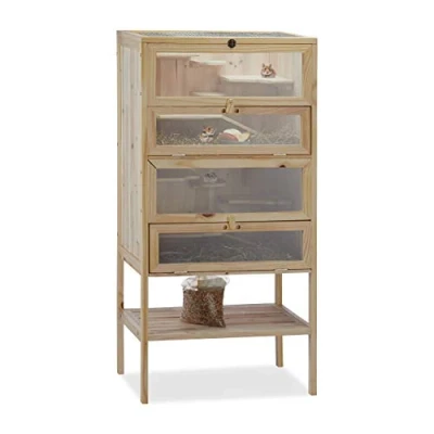 Afbeelding van hamsterkooi 3 etages 120 x 60 40 cm hout XXL knaagdierhok