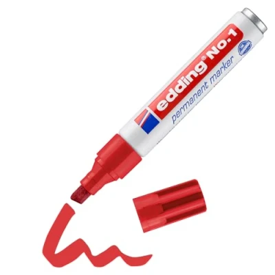 Image de edding marqueur permanent No.1, pointe biseautée, rouge