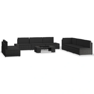 Afbeelding van 9 delige Loungeset poly rattan zwart
