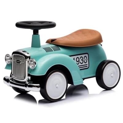 Afbeelding van Kinderwagen, 1 jaar, retro Classic, loopwagen voor baby&#039;s, jongens, interactief met claxon en motorgeluiden Push Car (mint)