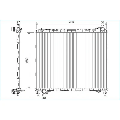 Afbeelding van VALEO 701127 Radiateur Aluminium 580 736 27 Zonder thermostaat LAND ROVER: Range Rover Sport