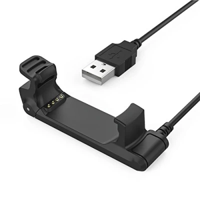 Afbeelding van MoKo Oplader compatibel met Garmin Forerunner 220, USB oplader, gegevensoverdracht, laadstation 1 m oplaadkabel voor 220 Smartwatch, zwart