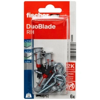 Afbeelding van Fischer duoblade gipsplaatpluggen 44mm met ronde haken 4,5x40mm schroef (Per 6 stuks)