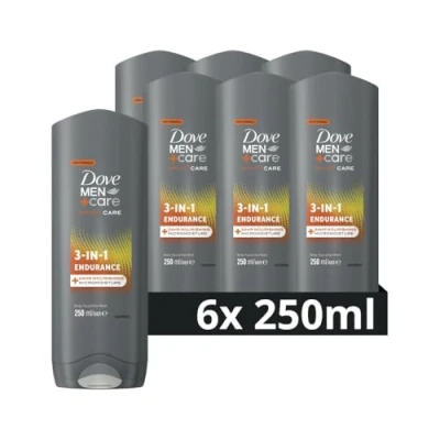 Afbeelding van 6x Dove Men+Care Sport Endurance+Comfort 3 in 1 Body, Face &amp; Hair Wash 250 ml