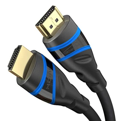 Afbeelding van KabelDirekt 1,5 m HDMI 2.1 kabel 8K Ultra High Speed gecertificeerd (48G, @60Hz, nieuwste standaard, officieel gelicentieerd/getest voor optimale kwaliteit, ideaal PS5/Xbox, blauw/zwart)