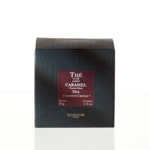 Afbeelding van Dammann Frères thee caramel 25 cristal zakjes Chinese zwarte met aroma Composteerbare theezakjes