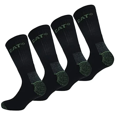 Afbeelding van Caterpillar Wool Work Socks Sokken, 4 paar, thermisch werk, comfortabel, versterkte teen en hiel, wolkwaliteit, zwart.