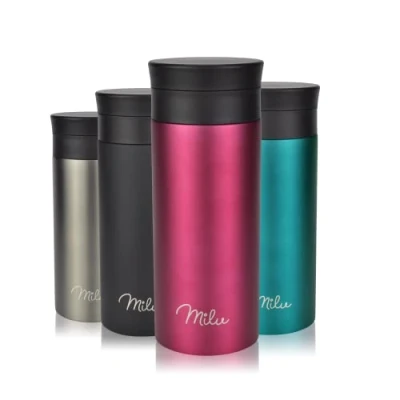 Afbeelding van Roestvrijstalen Thermo mok om te gaan 350ml, 450ml 100% lekvrij Drinkmok, Theefles Thermos auto dubbelwandige isolatie 360 drinkopening (berry, 350ml)