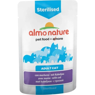 Afbeelding van 24x70g Sterilised Kabeljauw Almo Nature Holistic Kattenvoer