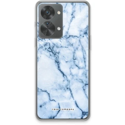 Afbeelding van Case Company® hoesje geschikt voor OnePlus Nord 2T Blauw marmer Soft Cover Telefoonhoesje Bescherming aan alle Kanten en Schermrand