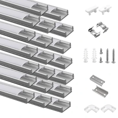 Afbeelding van 20 stuks aluminium led profielen x 1 m U vorm Met melkachtig deksel Voor ledstrips, profiel Zeer eenvoudige installatie