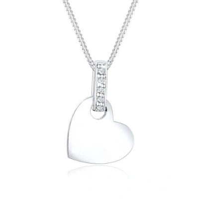 Afbeelding van Elli PREMIUM Dames Halsketting Hart Hanger Liefde Klassiek met Diamant (0,05 ct.) in 925 Sterling Zilver