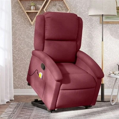 Image de vidaXL Fauteuil inclinable de massage Rouge bordeaux Tissu3205331