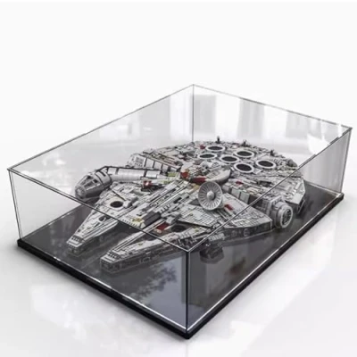 Afbeelding van Lego 75192 Millennium Falcon acryl vitrine stofdicht transparante opbergdoos compatibel met (alleen hoes, zonder model) zwarte basis