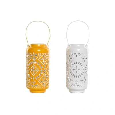 Afbeelding van Kaarshouder Home ESPRIT Geel Wit Ijzer 15 x 33 cm (2 Stuks)