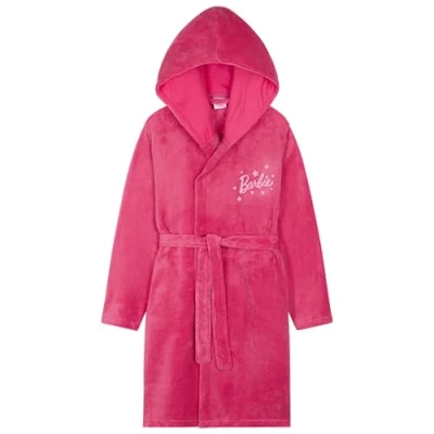 Afbeelding van Barbie badjas voor meisjes, kinderen, met capuchon en riem, cadeau tieners Roze
