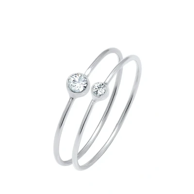 Afbeelding van Elli 2 PACK Classic Ring, Dames, Maat: 44, White