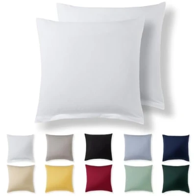 Afbeelding van Alreya Lot de 2 housses coussin 60 x cm Blanc 100 % jersey coton Taies d&#039;oreiller en super douces Avec fermeture éclair