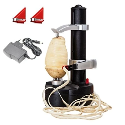 Afbeelding van Malayas Elektrische aardappelschiller, 2 extra mesjes, automatische roterende vruchten en groente snijder Apple schilmachine keuken peeling tool (Zwart)