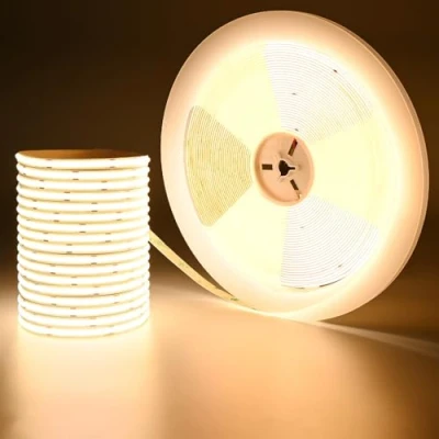 Afbeelding van GOMING COB ledstrip, 24 V, 20 m, warmwit, 3000 K, 480 leds/m, CRI 93 + 146 W, 14000 lm, uniforme emissie, flexibel, IP20, niet waterdicht, ledstrip voor doe het zelf, slaapkamer, keuken, woondecoratie