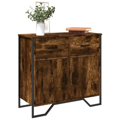 Afbeelding van Dressoir 79.5x35,5x74,5 cm bewerkt hout gerookt eikenkleurig