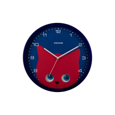 Afbeelding van Karlsson Wandklok Peekaboo Cat Blauw 30.8x4.5x30.8cm Scandinavisch