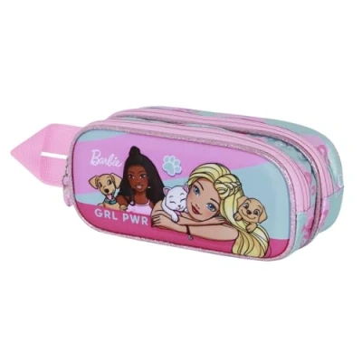 Afbeelding van Karactermania Barbie Pets 3D Dubbel etui, roze, 22 x 10 cm, één maat, Rose, One size, etui