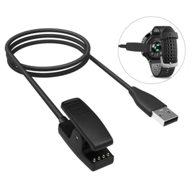 Afbeelding van Oplaadkabel compatibel met Garmin Forerunner 235, 735XT, 630, 645, 230, Vivomove HR en Approach S20 / oplader cliphouder, geïntegreerde bescherming tegen overspanning